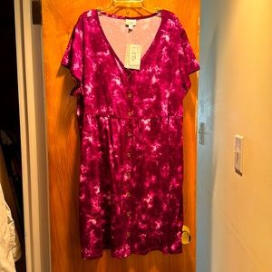 Dark Pink Tie Dye Baby Doll Dress - the Lularoe Heidi size XL